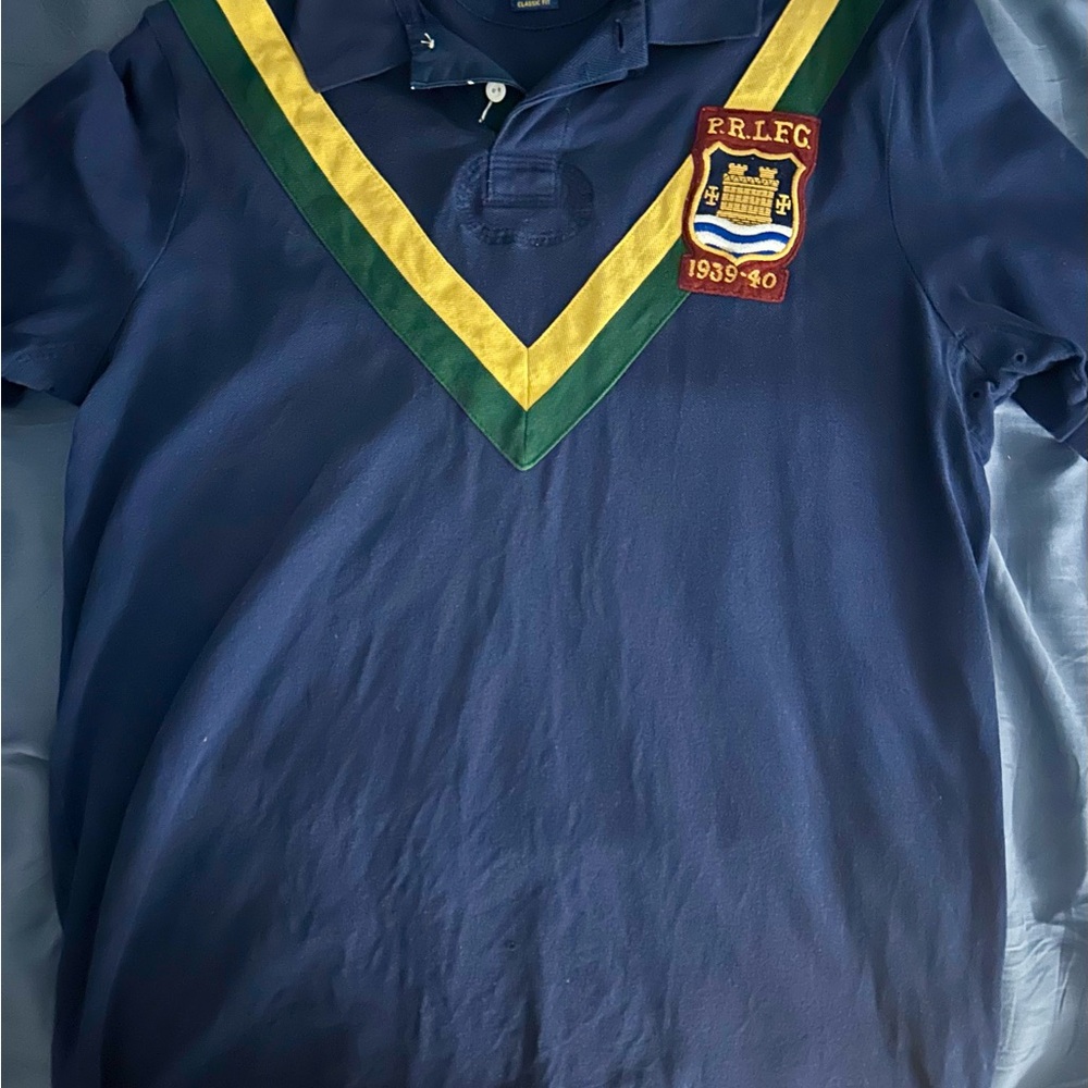 Navy Blue Polo Shirt with Crest